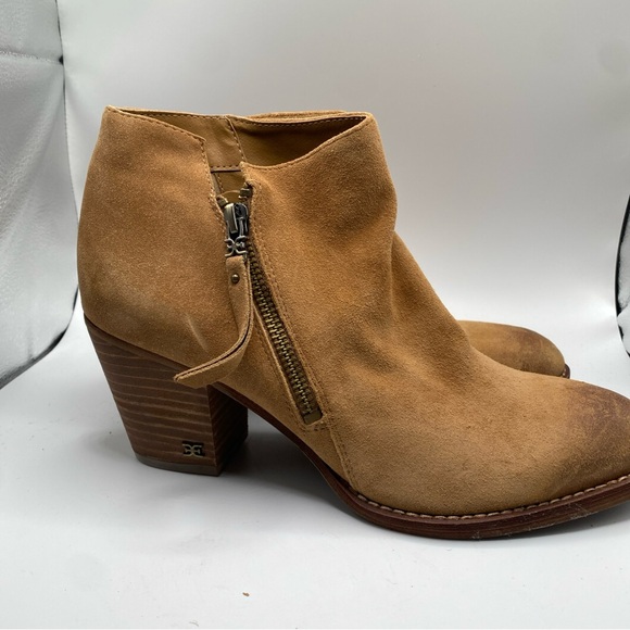 Sam Edelman Womens 8.5 Suede Bootie Macon Camel Ankle Boot Zip Block Heel NWB - Picture 6 of 11